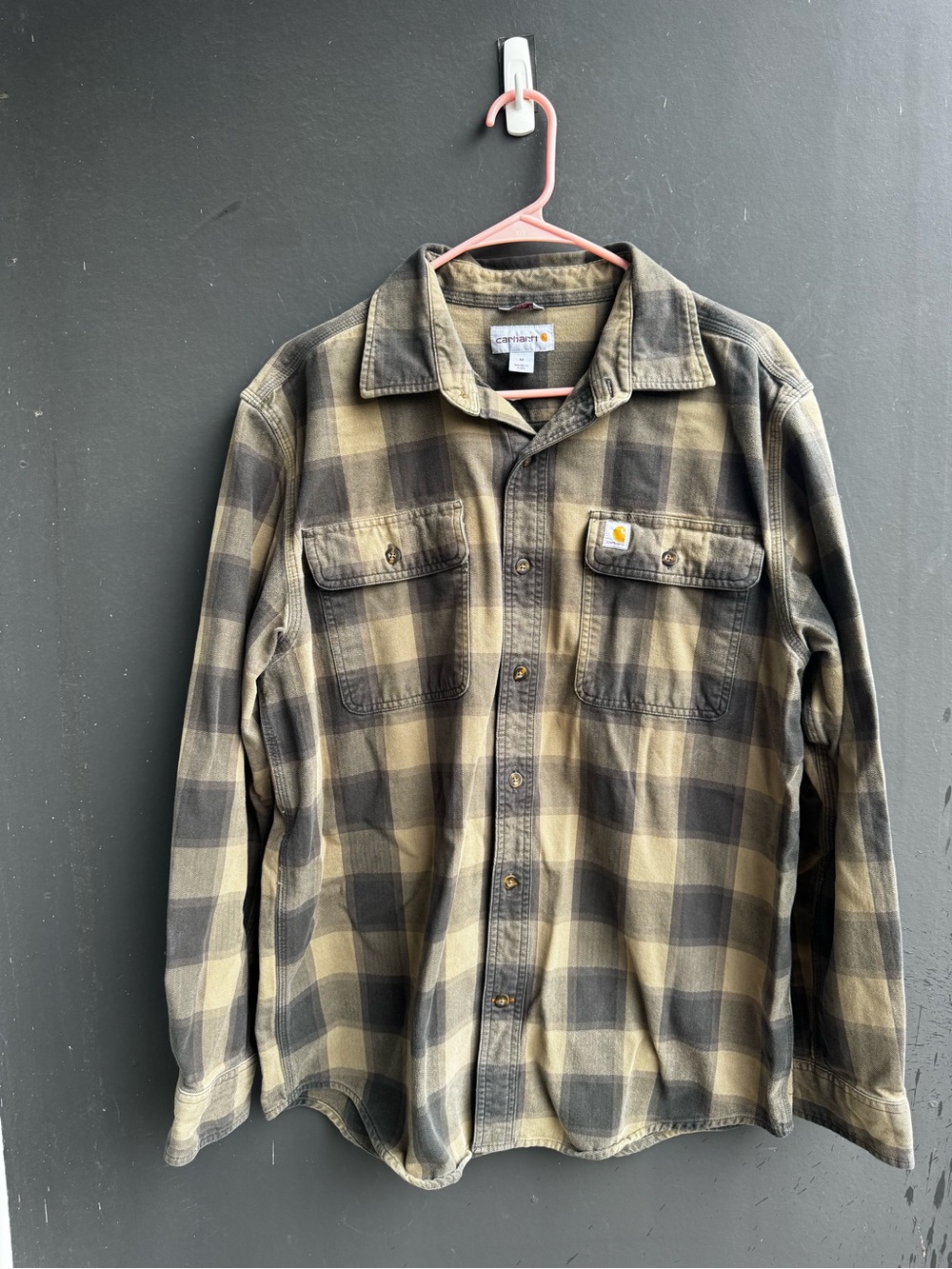 Carhartt Hubbard heavy duty brown Plaid Flannel Shirt